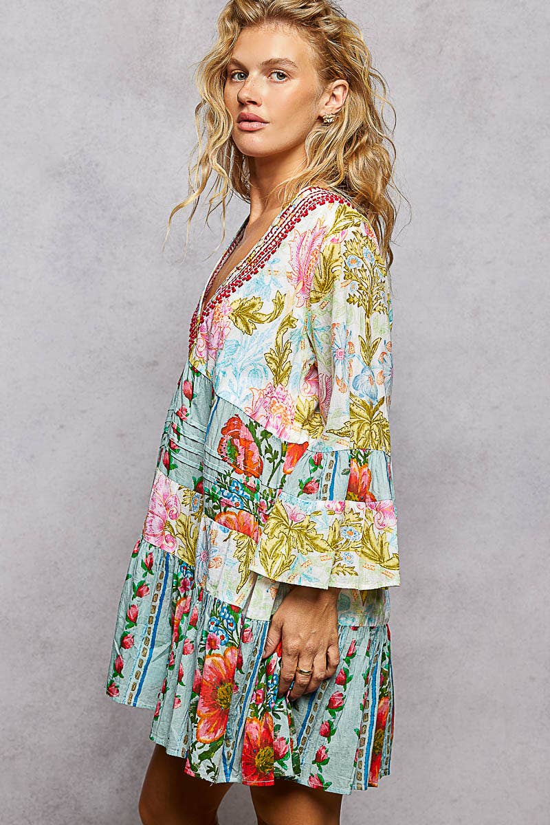 V-neck Woven Dress🐚 (S-L)(RUNS BIG)