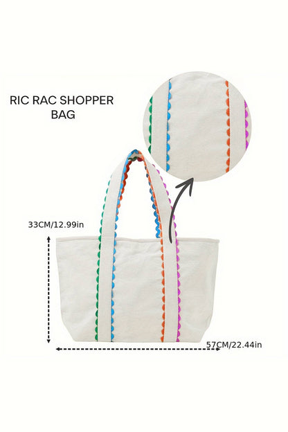 🩷💛🧡Colorful Trimmed Canvas Everyday Tote Bag