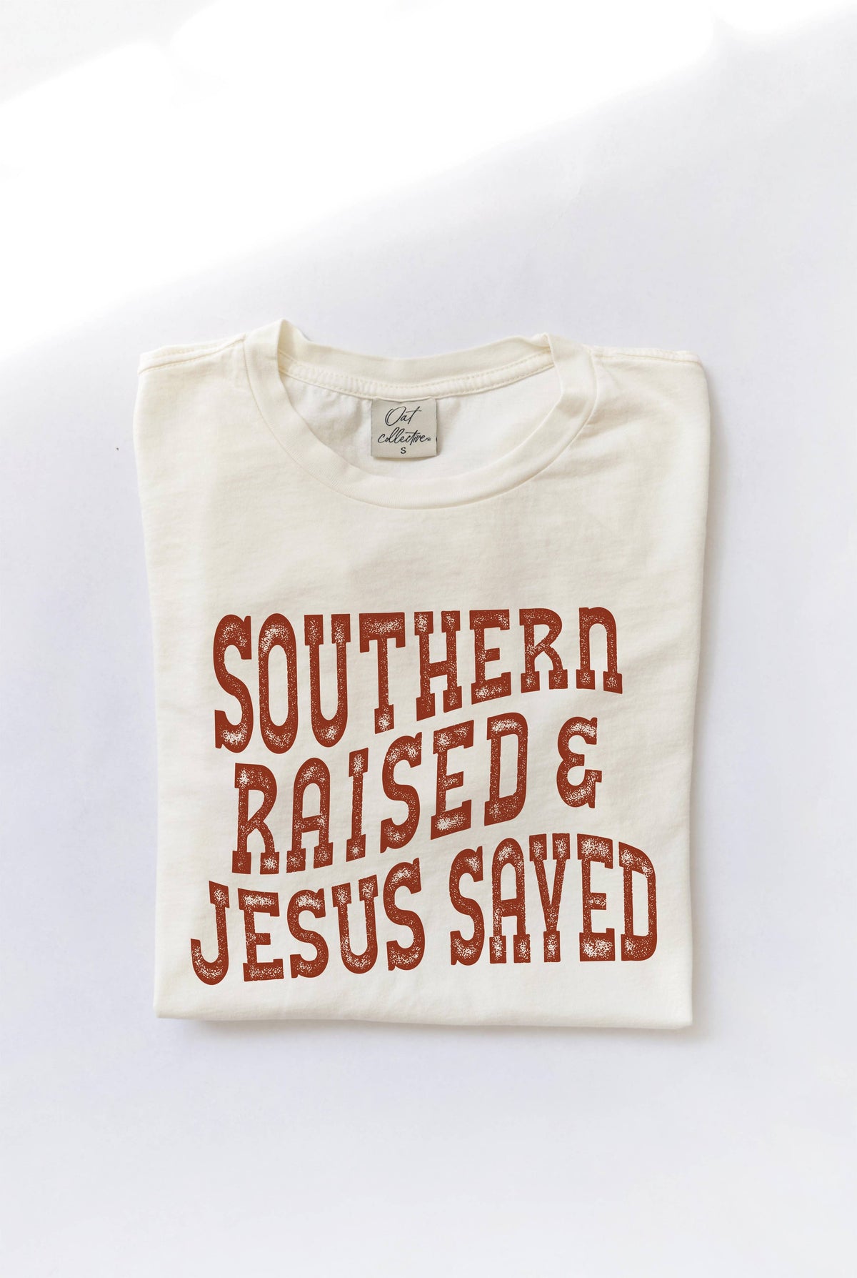SOUTHERN RAISED & JESUS SAVED Mineral Washed Graphic Top