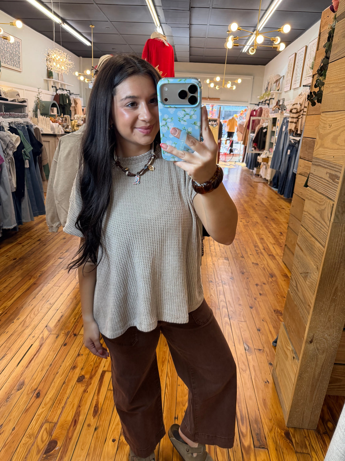 Chenille Waffle Cap Sleeve Sweater