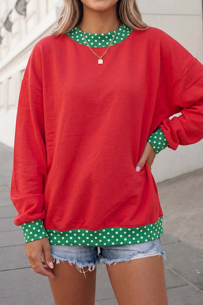 Georgia Polka Dot Trim Mockneck Sweatshirt | S-XL