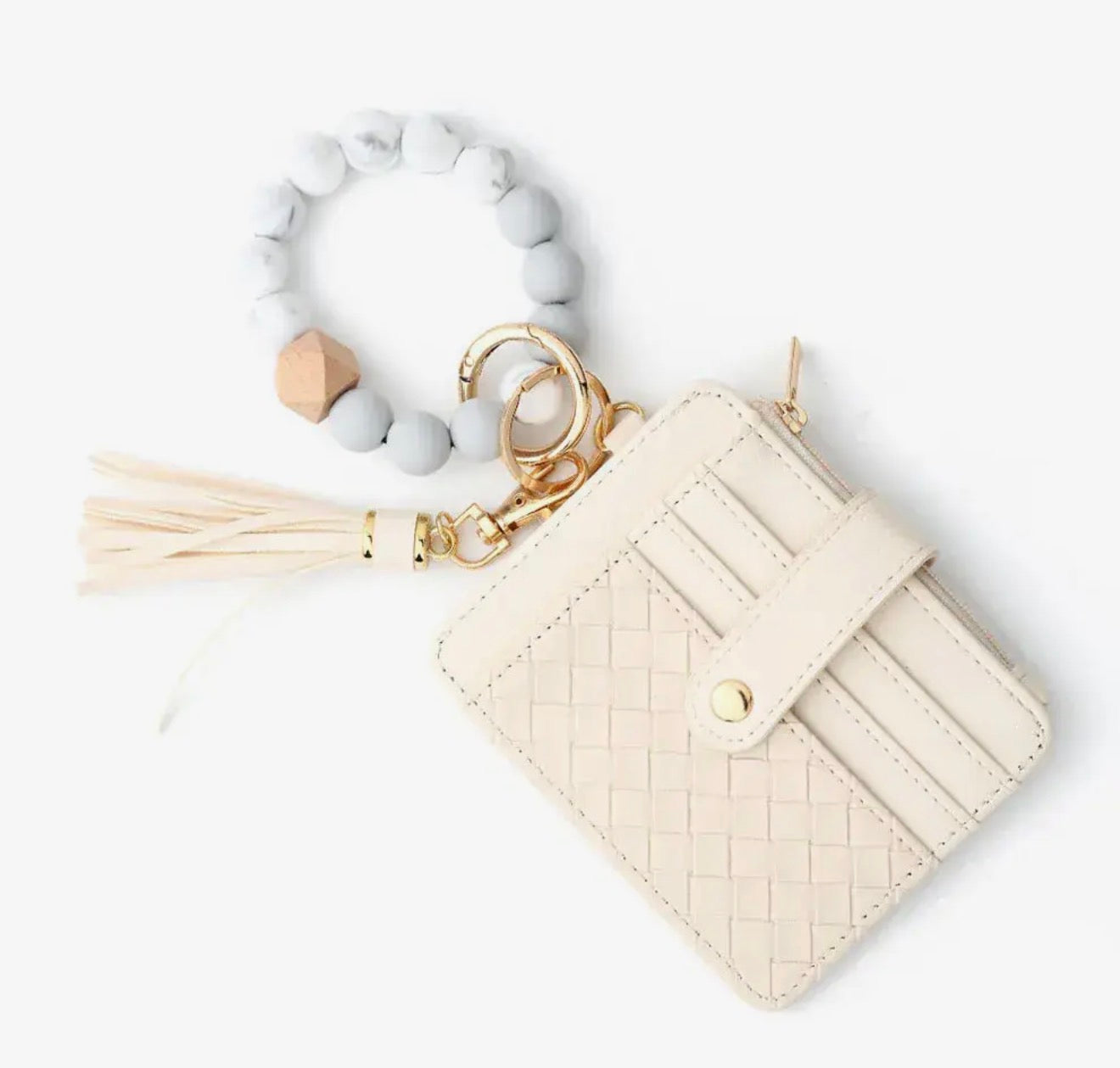 Quilted Beaded Keychain Wallet