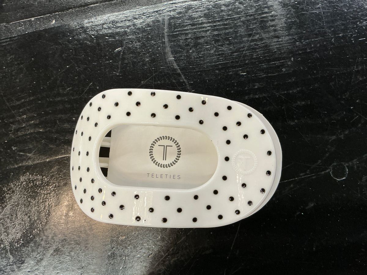 White Polka Dot Party Flat Round Clip-Medium