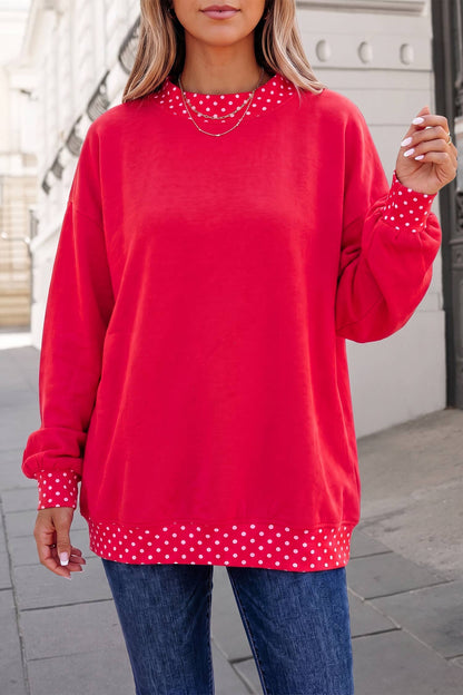 Georgia Polka Dot Trim Mockneck Sweatshirt | S-XL