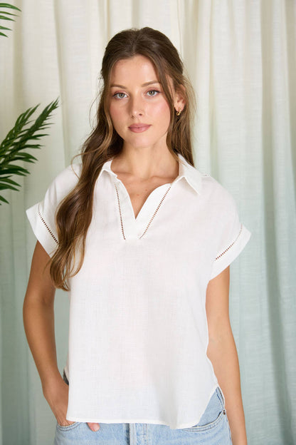 The Leslie Collared V-neck Summer Top (S-L)