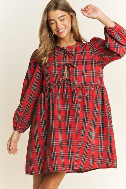 SALE! The Plaid Bow Baby Doll Dress🎄🎅🏻 (S-L)
