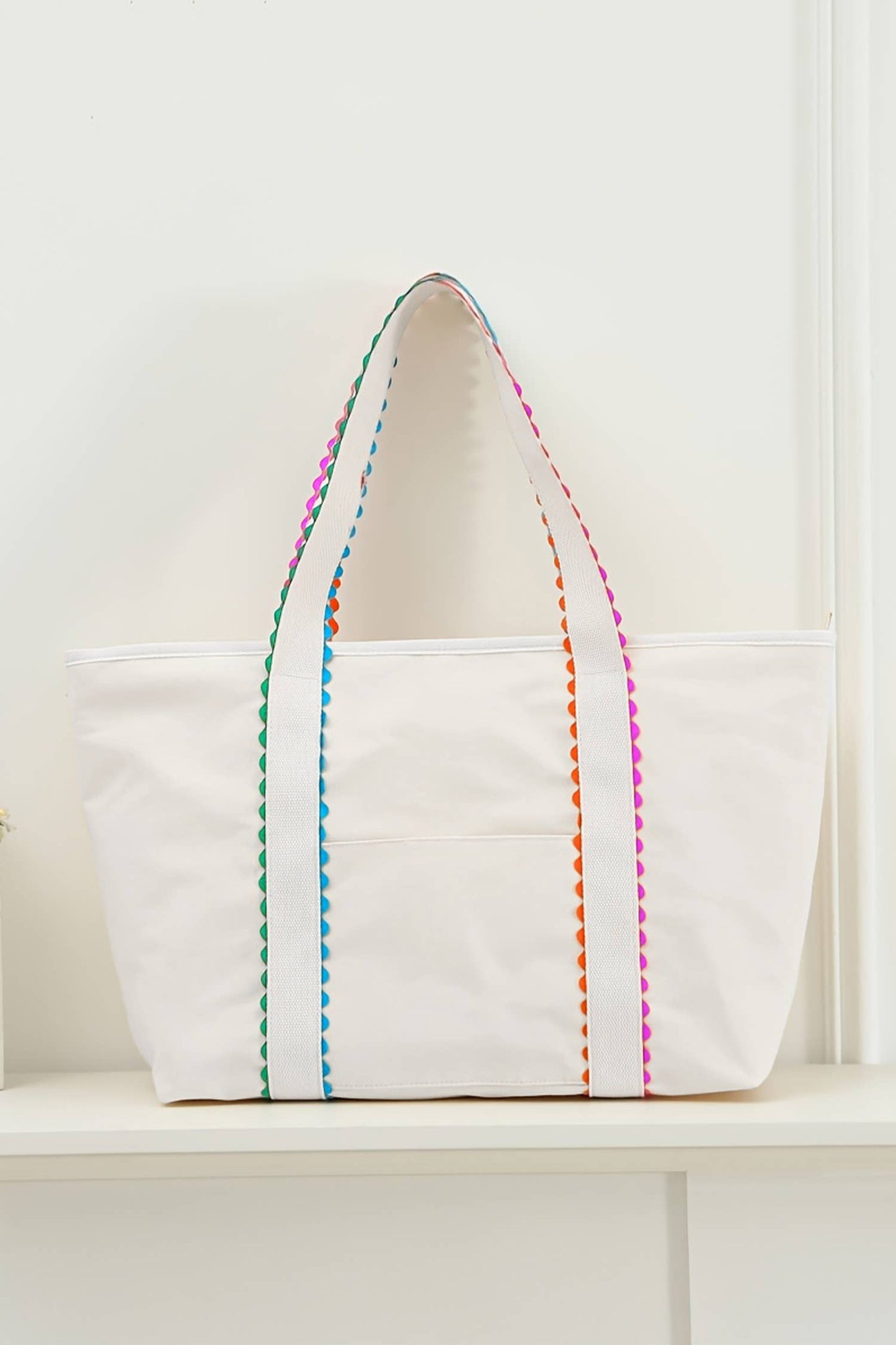 🩷💛🧡Colorful Trimmed Canvas Everyday Tote Bag