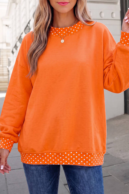 Georgia Polka Dot Trim Mockneck Sweatshirt | S-XL