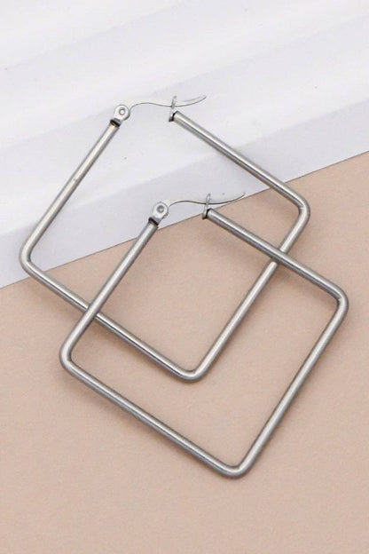 Tarnish-Resistant Waterproof Stainless Steel Hoop Earrings - 7152