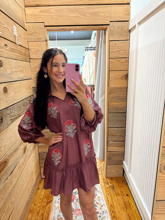 SALE! Embroidered Emmalee Dress (S-2X)(2 Colors)