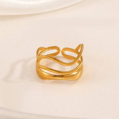 18K STAINLESS STEEL TARNISH FREE ABSTRACT RING