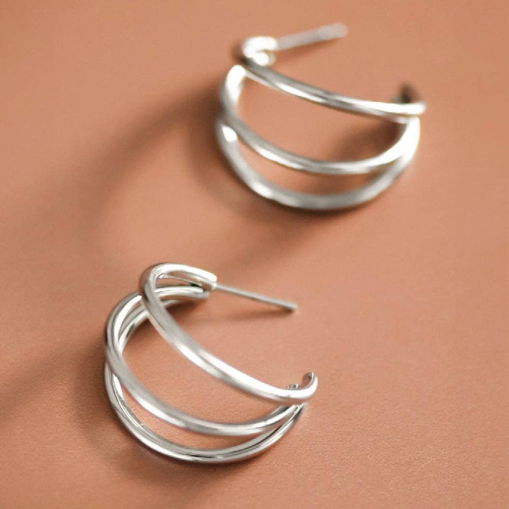 Tarnish-Resistant Waterproof Stainless Steel Hoop Earrings - 7133