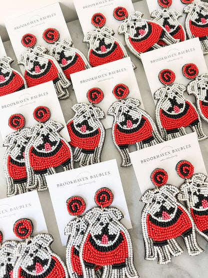 Bulldog beaded earrings