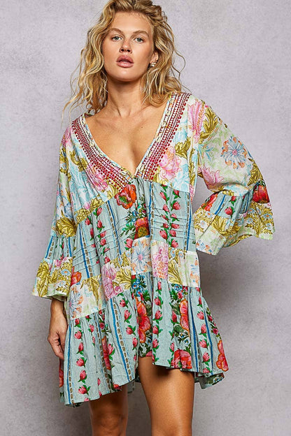V-neck Woven Dress🐚 (S-L)(RUNS BIG)