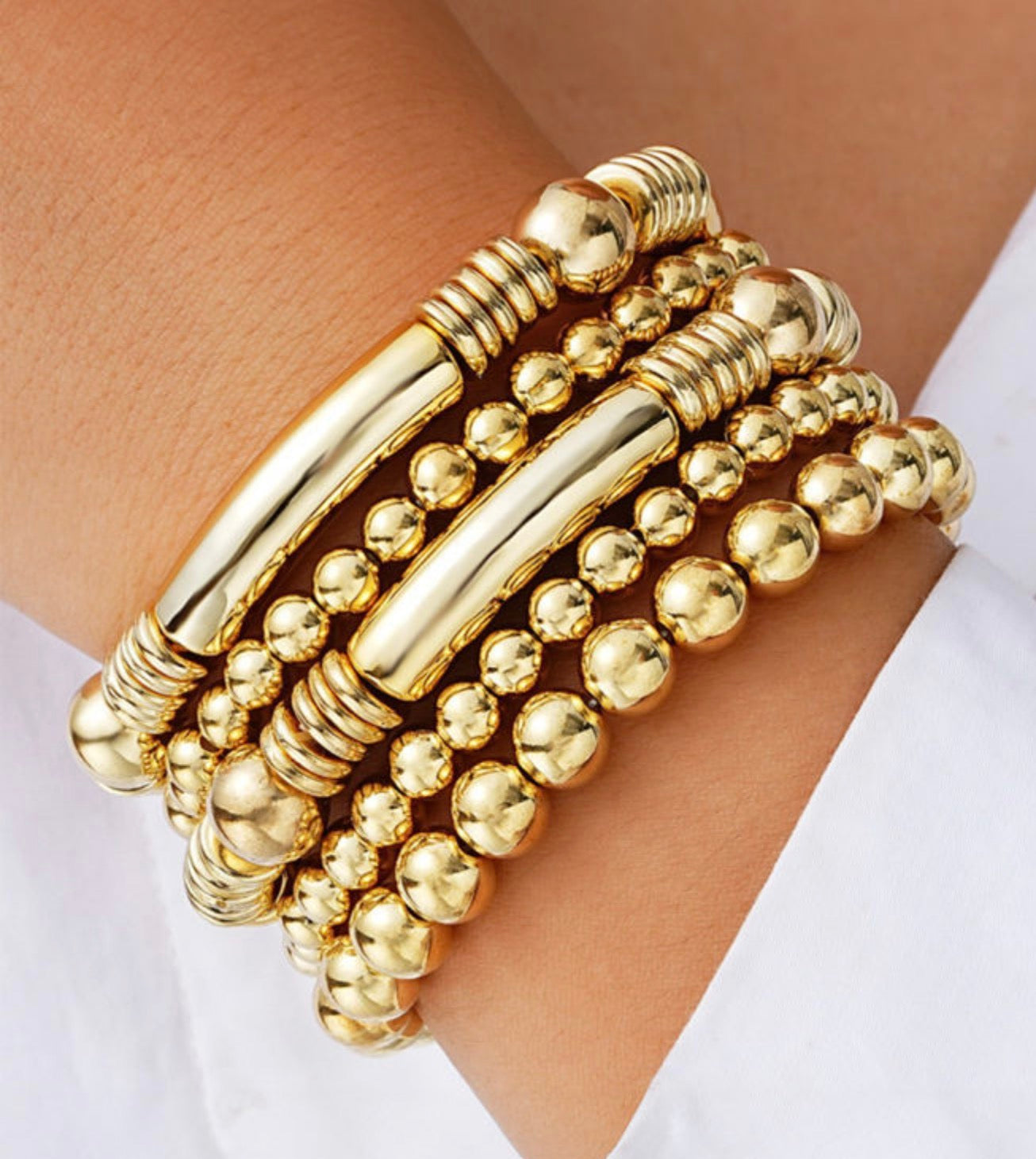 Gold Beaded Bracelet Set