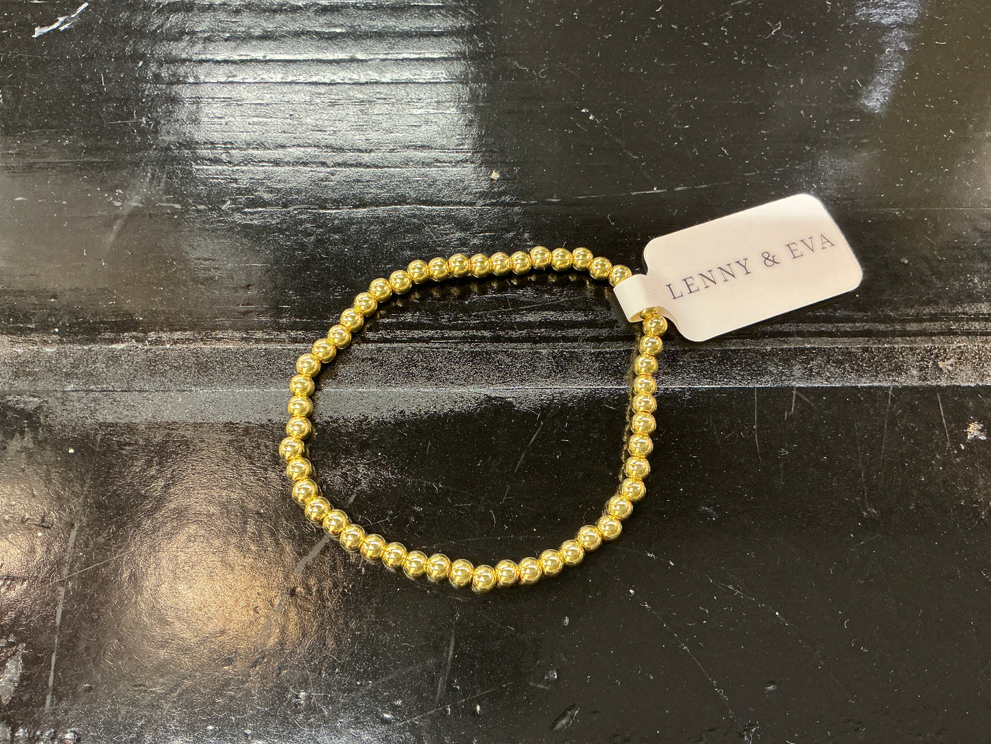 Gold Plated 4MM Beaded Stretch Bracelet