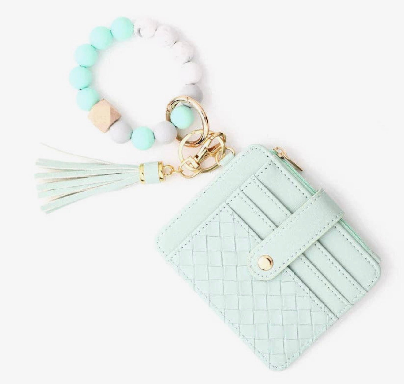 Quilted Beaded Keychain Wallet