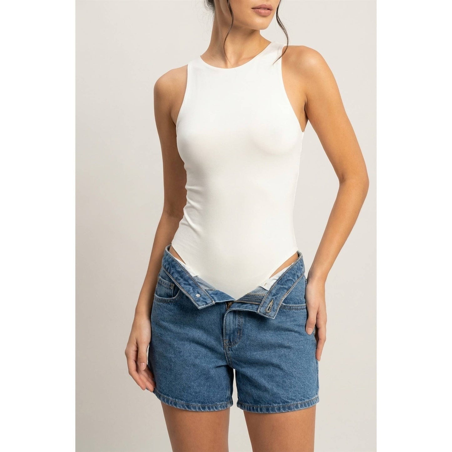 Sleeveless Tank Top Bodysuit(S-L)(2 Colors)