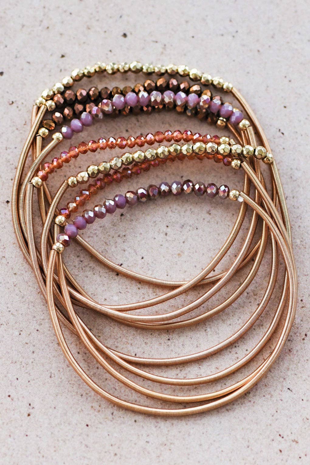 Boho Layered Spring Coil Guitar String Bracelet Set - 6964