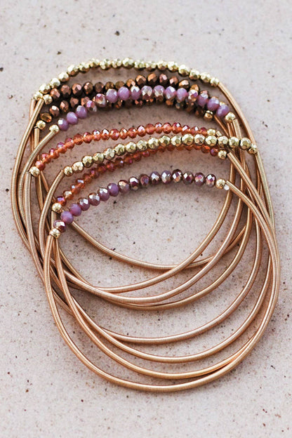 Boho Layered Spring Coil Guitar String Bracelet Set - 6964