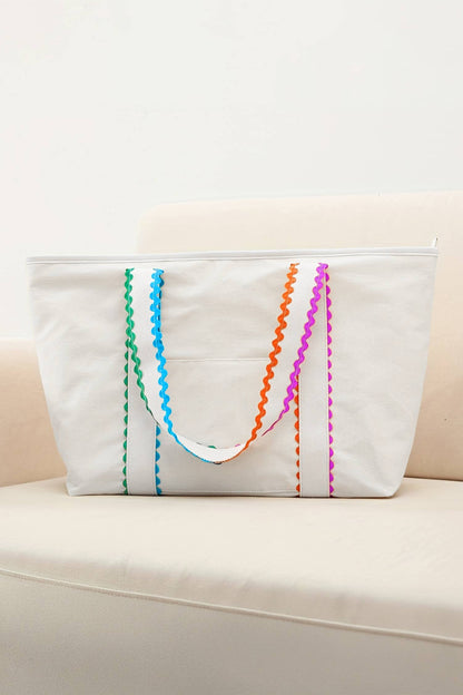🩷💛🧡Colorful Trimmed Canvas Everyday Tote Bag