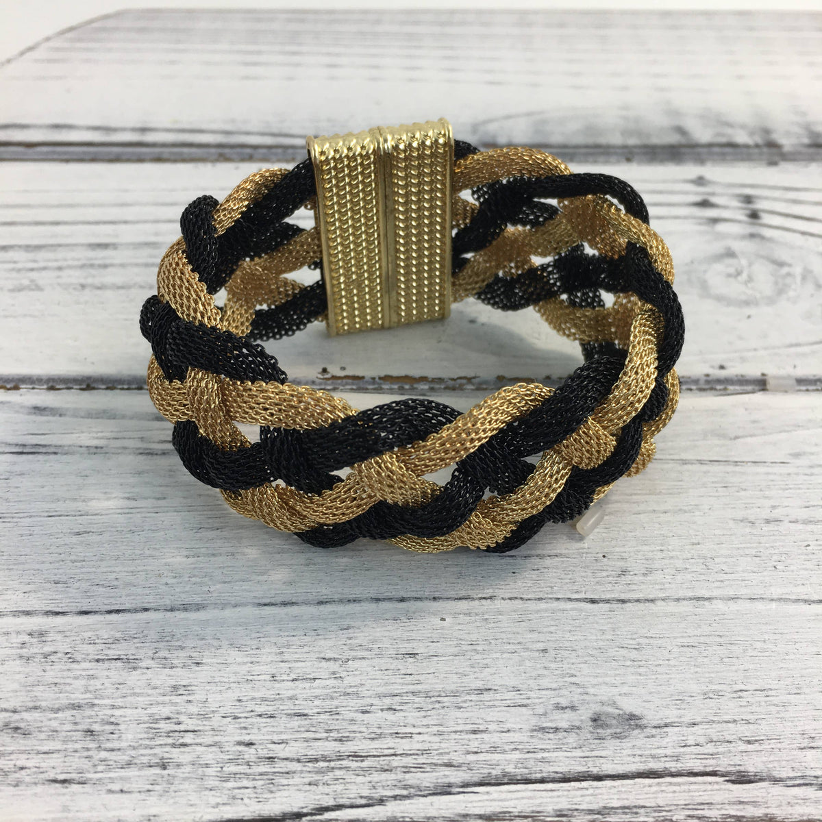 Black and gold woven bracelet 