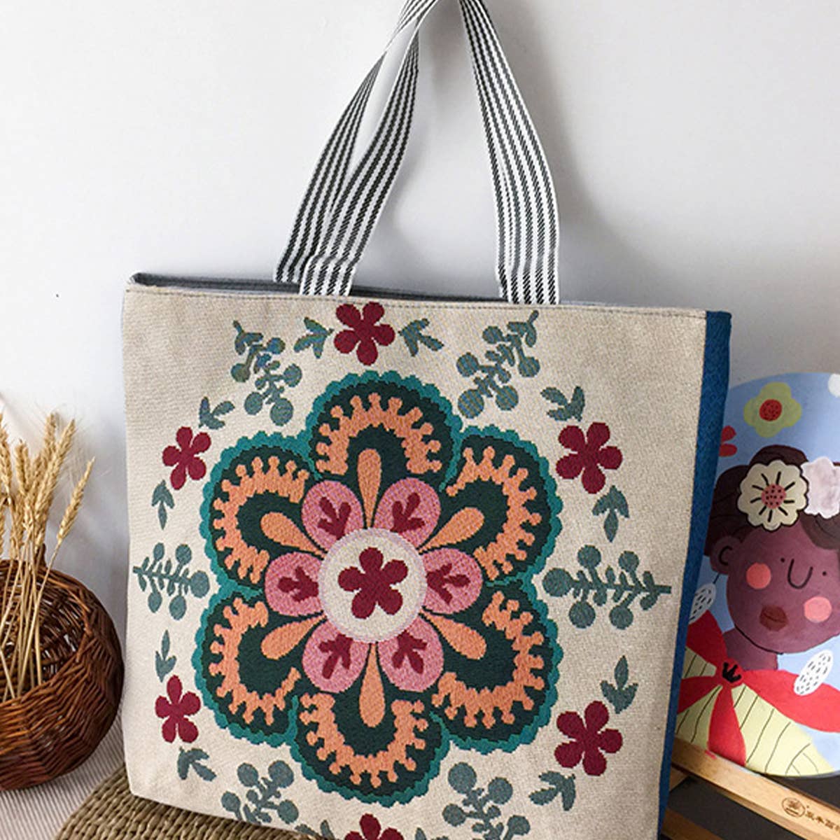 Retro🪷Embroidered Shoulder Tote Bag (2 Colors)