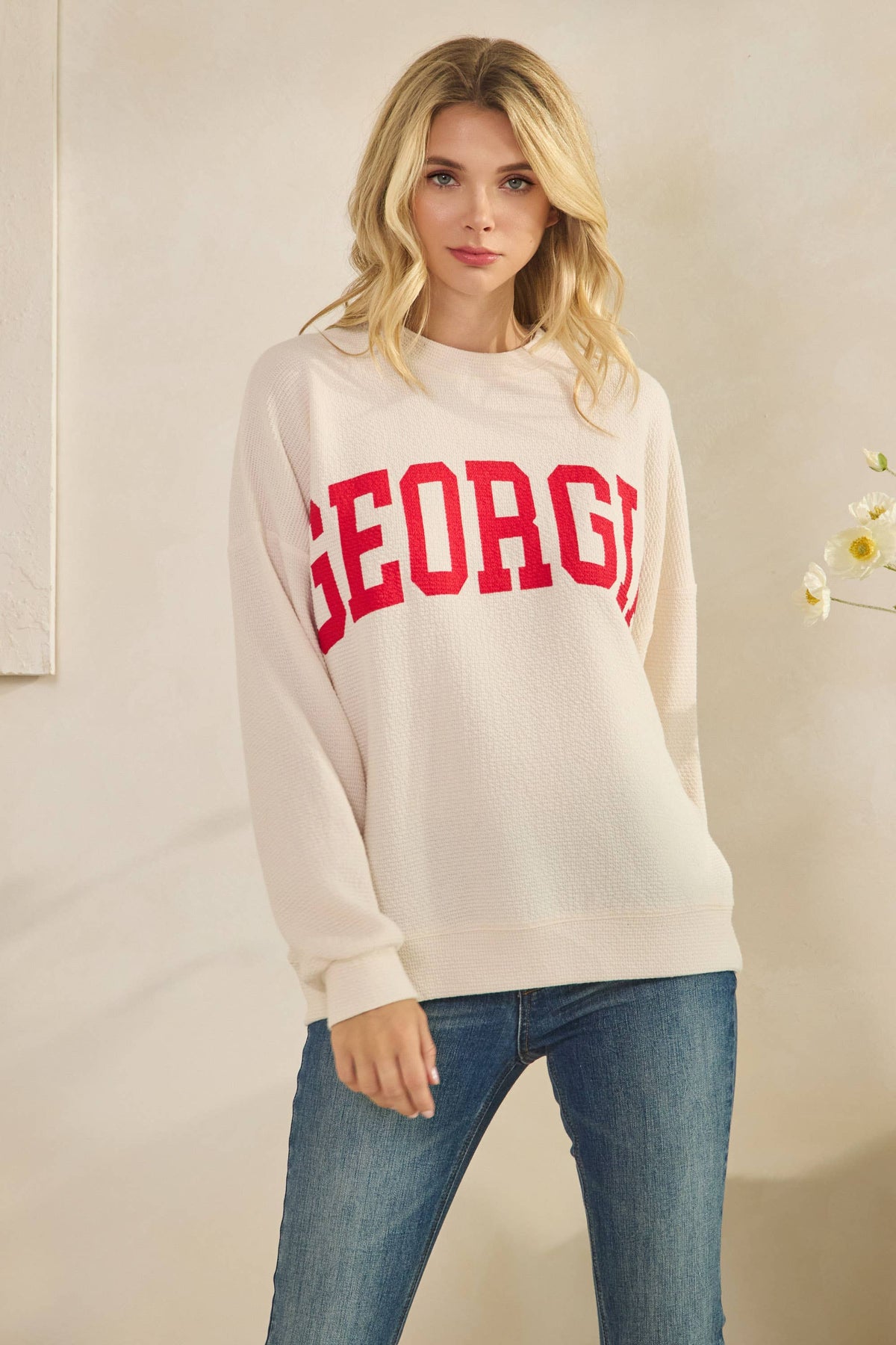 "GEORGIA" GRAPHIC LONG SLEEVE GRAPHIC TOP