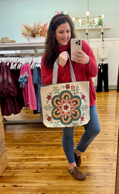 Retro🪷Embroidered Shoulder Tote Bag (2 Colors)