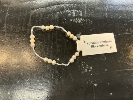 Trio Silver Plated Stretch Bracelet with Pearls