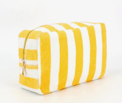 Striped Terry Cloth Cosmetic Bags