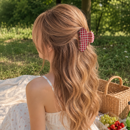 Gingham Check Acetate Hair Claw Clip – Medium Hold