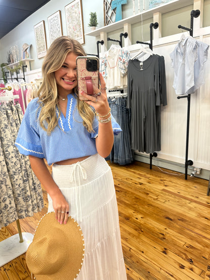 The LeAnna Striped Woven Blouse (S-L)