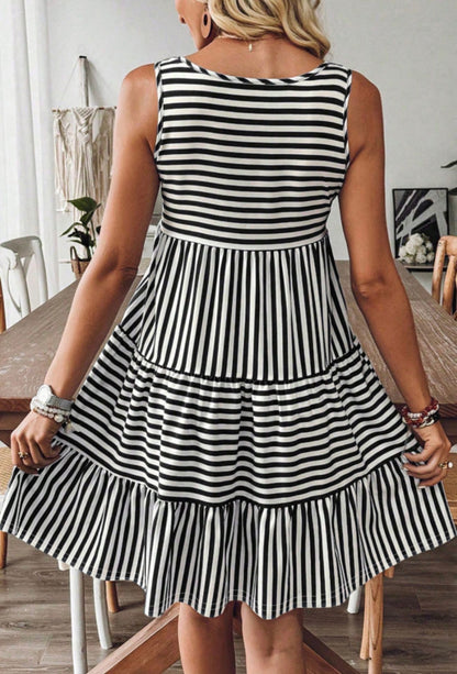 Black Striped Sleeveless Dress