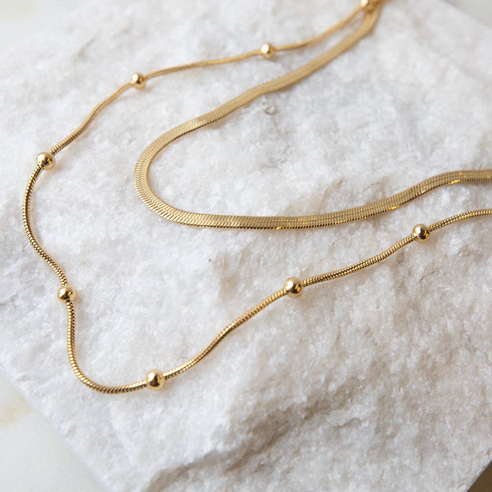 Tarnish Resistant Gold Plated Layered Satellite Necklace
