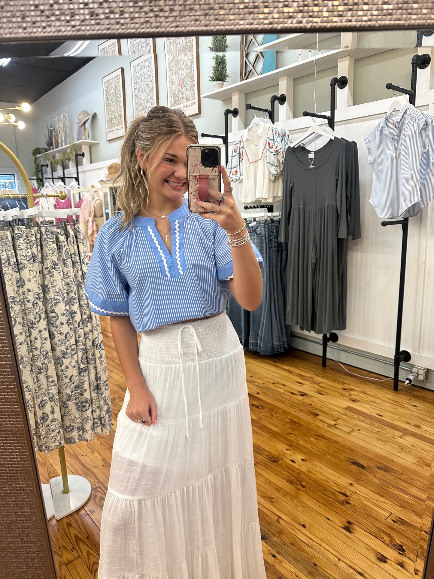 The LeAnna Striped Woven Blouse (S-L)
