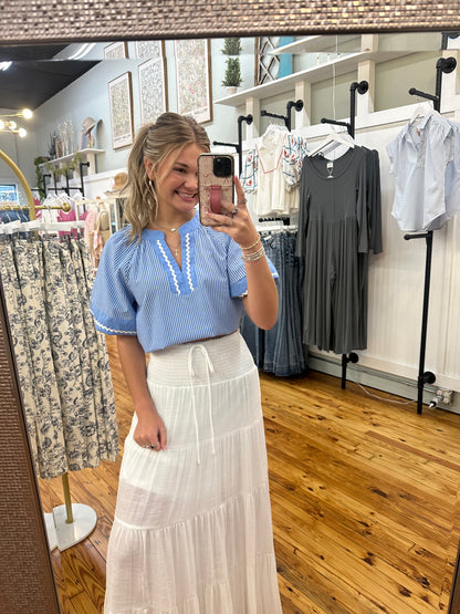 The LeAnna Striped Woven Blouse (S-L)