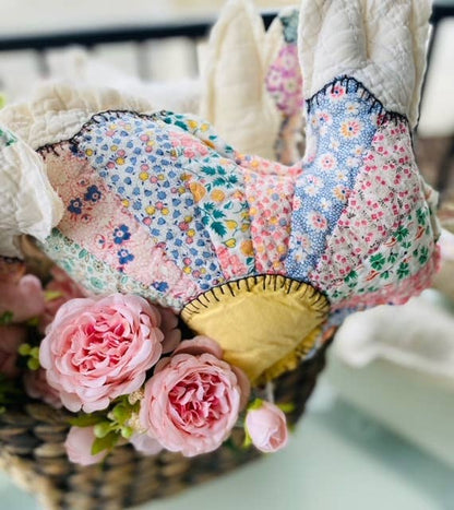 SALE!!! Vintage Fabric Easter Bunny🐇🐰made from upcycled quilts