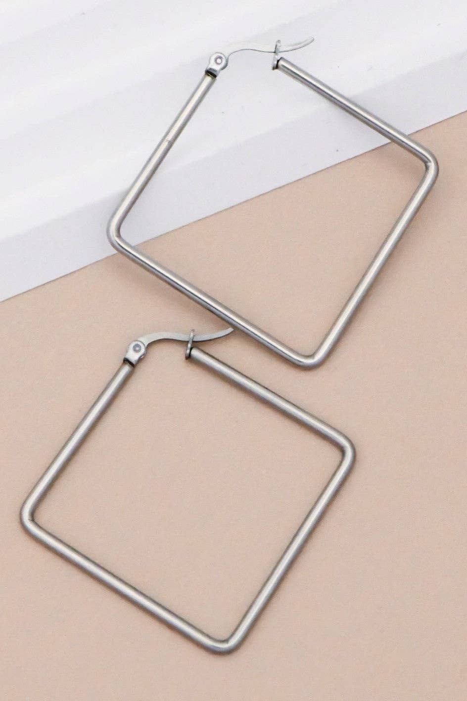 Tarnish-Resistant Waterproof Stainless Steel Hoop Earrings - 7152