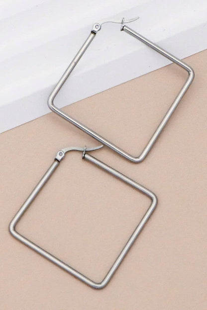 Tarnish-Resistant Waterproof Stainless Steel Hoop Earrings - 7152