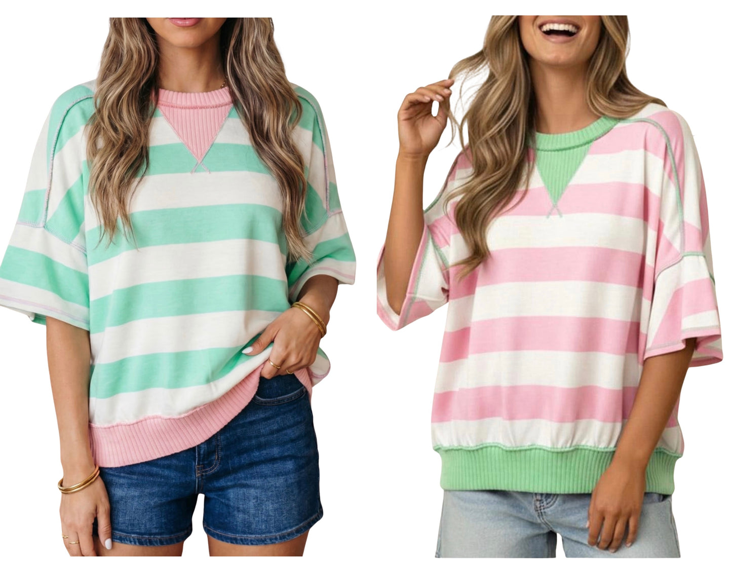 Stripped Ribbed Oversized Tee