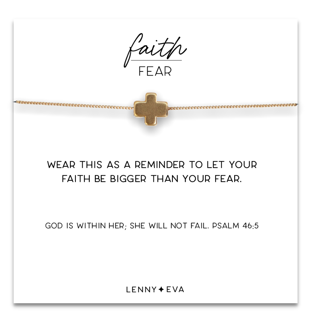 Faith Over Fear Gold Cross Necklace on Delicate Chain