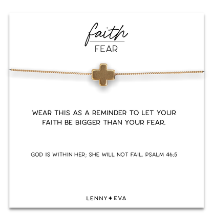 Faith Over Fear Gold Cross Necklace on Delicate Chain
