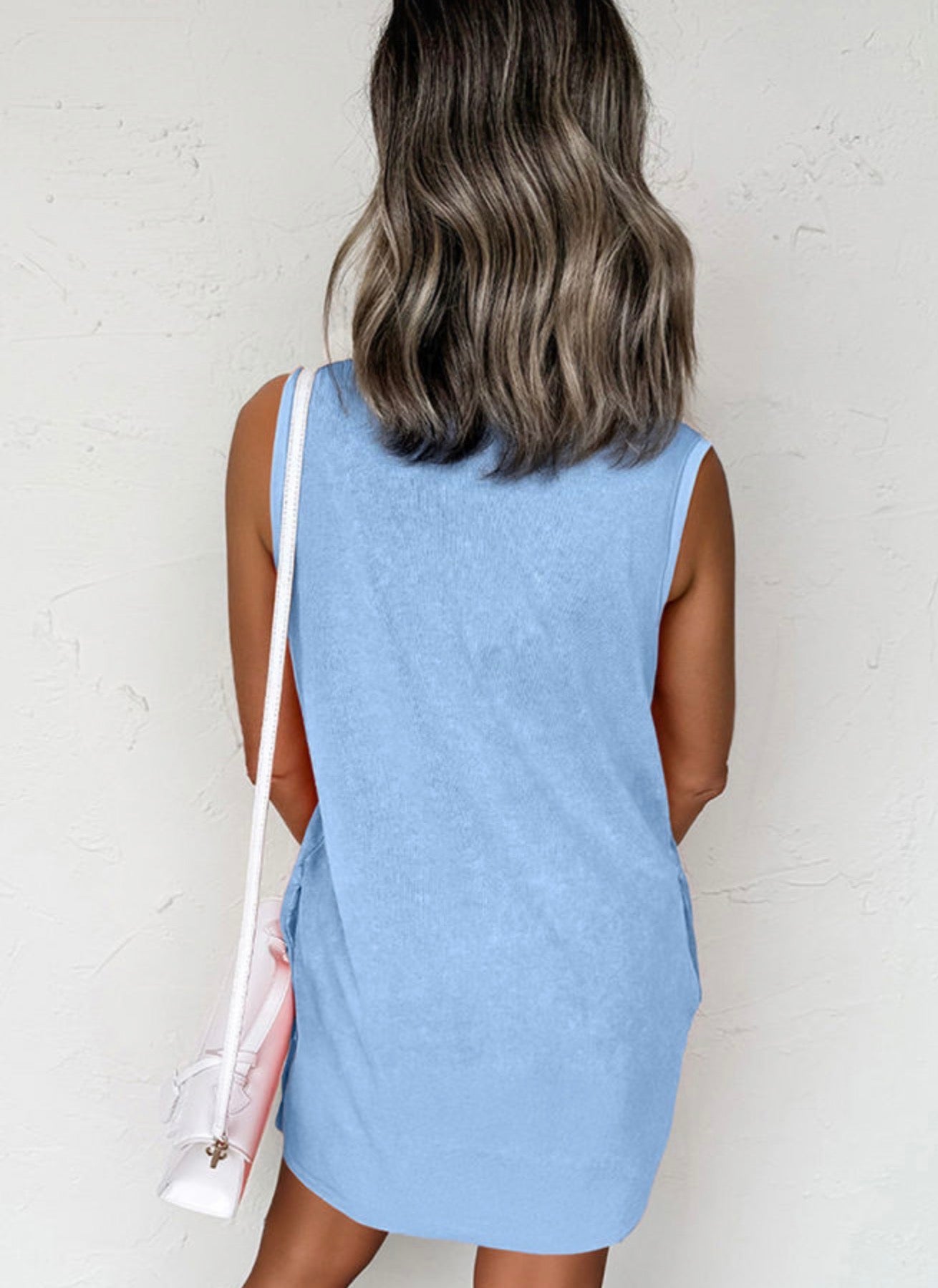 Blue Mineral Washed Tank Dress