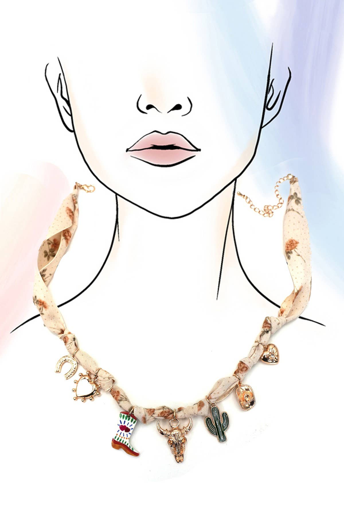 SCARF CHARM NECKLACE-BOOT CACTUS HAT HEART | 80N92365