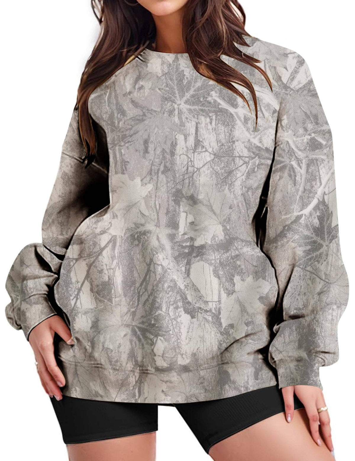 Camo Print Oversized Crewneck
