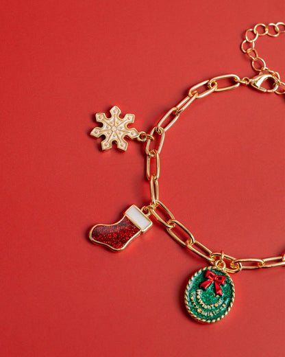 We Wish Your Merry Christmas Stocking Charm Bracelet