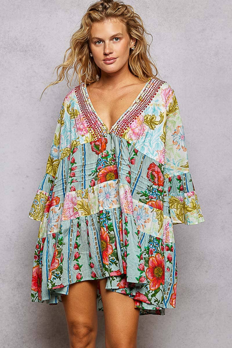 V-neck Woven Dress🐚 (S-L)(RUNS BIG)