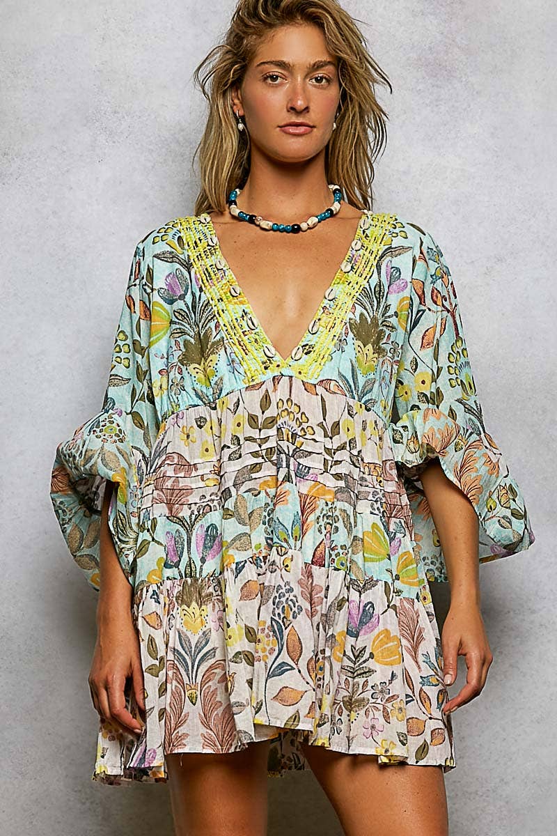 V-neck Woven Dress🐚 (S-L)(RUNS BIG)