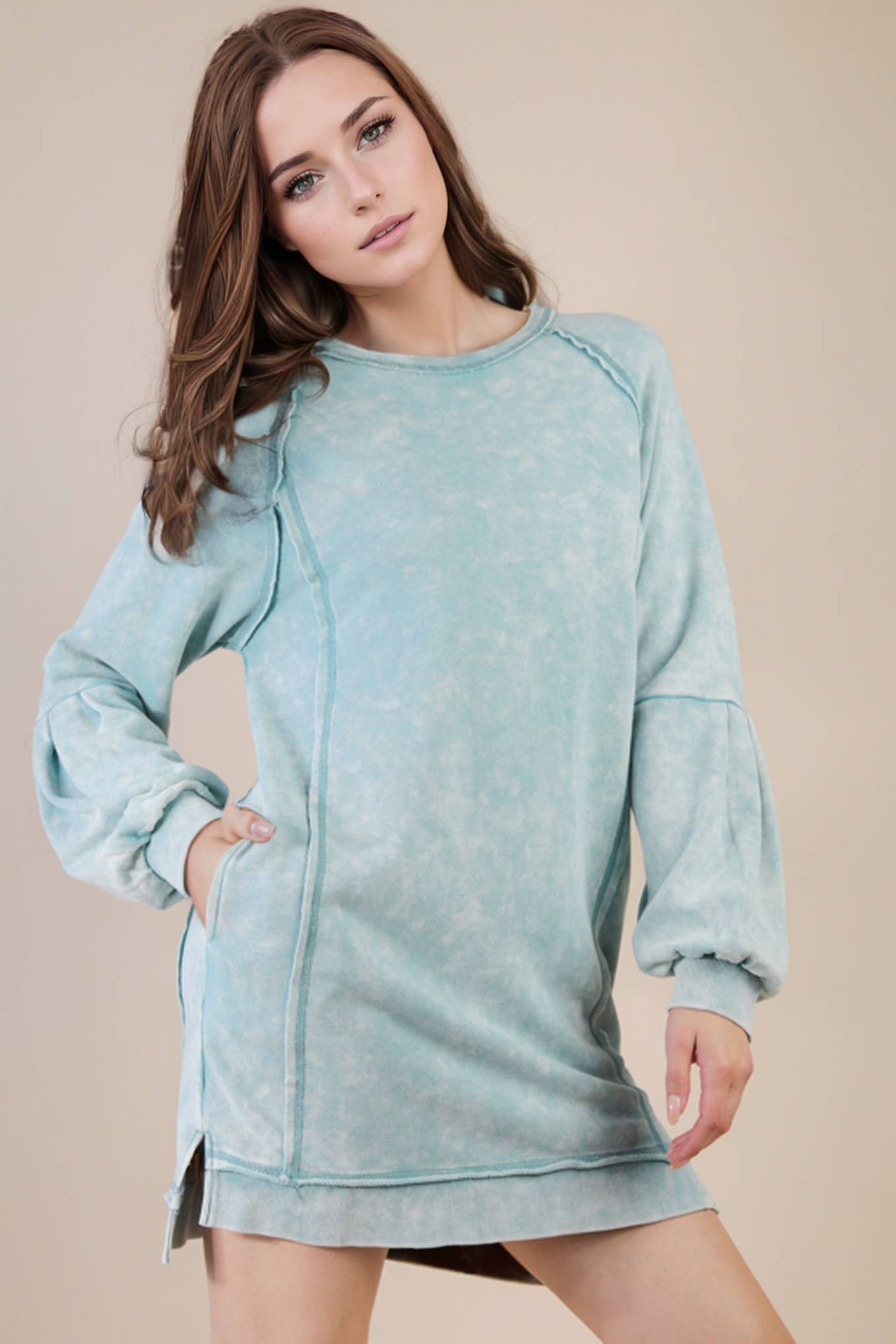 SALE! The Lindie Mineral Washed Casual Mini Dress (S-L)(2 Colors)
